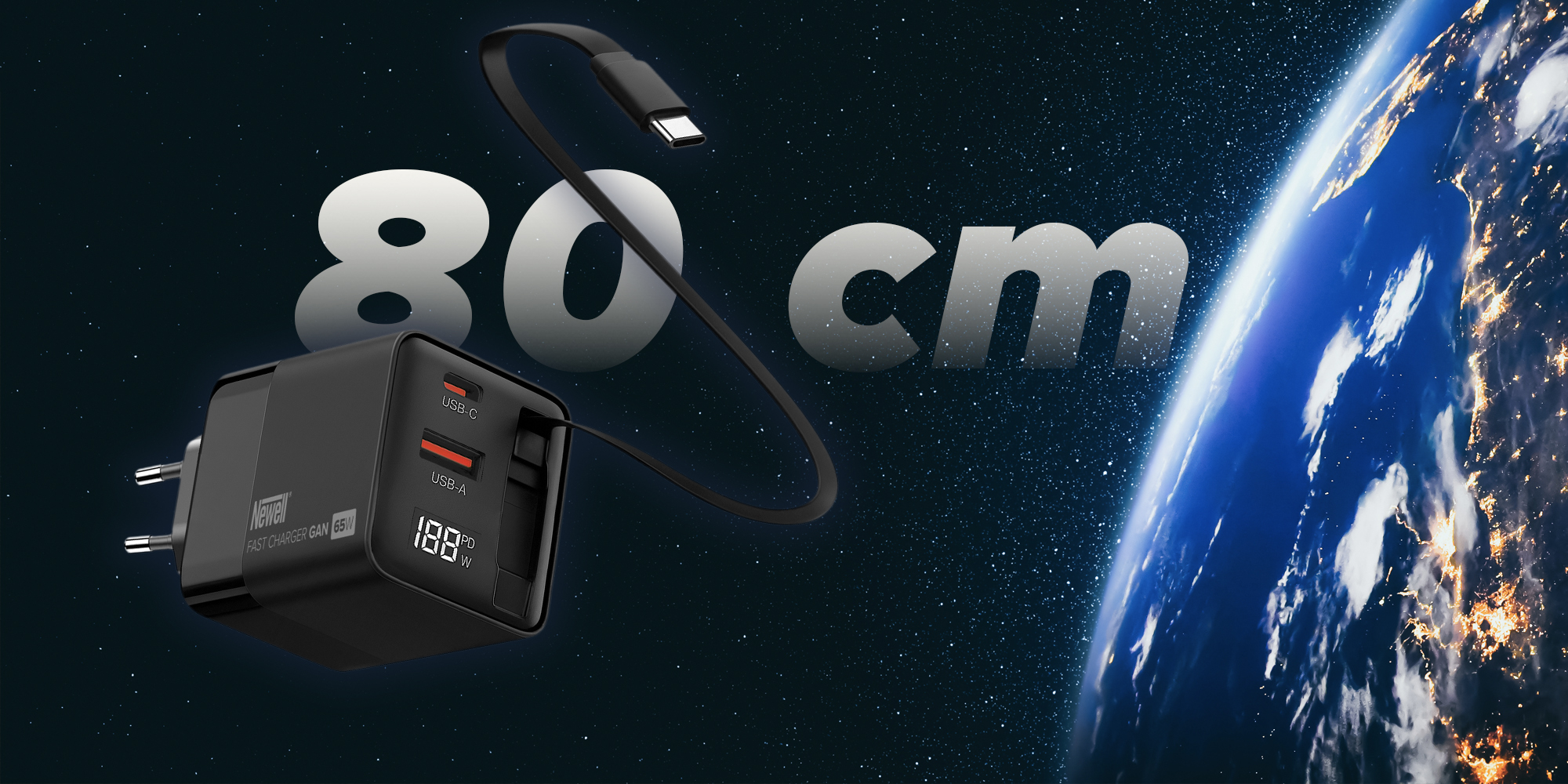 Ładowarka sieciowa Newell GaN 65 W LCD - EU